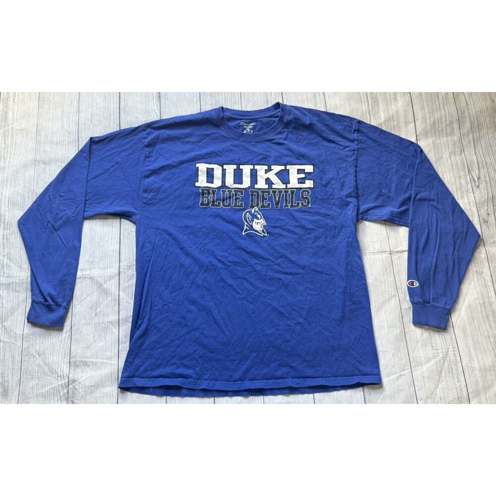 Champion Brand Duke Blue Devils Long Sleeve T-Shirt Size XXL Royal Blue Black